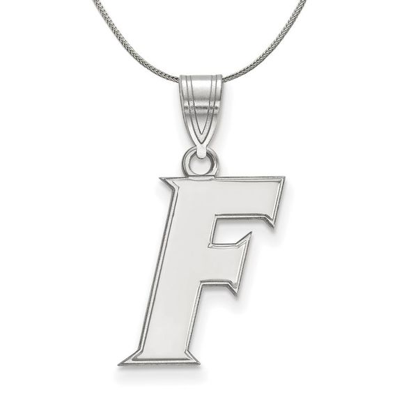 Sterling Silver U. of Florida Medium Initial F Necklace - 20 Inch